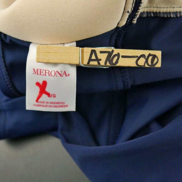 Merona One Piece Slimming Swimsuit Womens Size L Twist Bust Navy Blue White - Picture 7 of 7